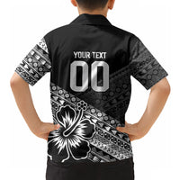 Custom Rugby Fiji Hawaiian Shirt Black Traditional Masi Inspired