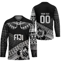 Custom Rugby Fiji Hockey Jersey Black Traditional Masi Inspired