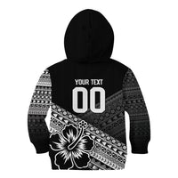 Custom Rugby Fiji Kid Hoodie Black Traditional Masi Inspired
