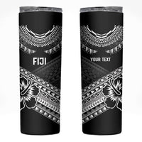 Custom Rugby Fiji Skinny Tumbler Black Traditional Masi Inspired