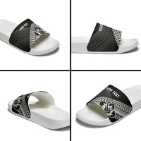 Custom Rugby Fiji Slide Sandals Black Traditional Masi Inspired