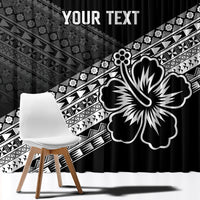 Custom Rugby Fiji Window Curtain Black Traditional Masi Inspired