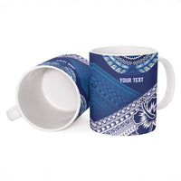 Custom Rugby Fiji Ceramic Mug Blue Traditional Masi Inspired