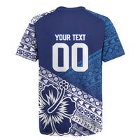 Custom Rugby Fiji Rugby Jersey Blue Traditional Masi Inspired