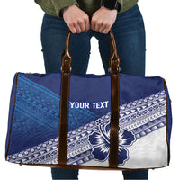 Custom Rugby Fiji Travel Bag Blue Traditional Masi Inspired
