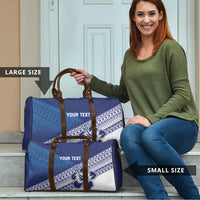 Custom Rugby Fiji Travel Bag Blue Traditional Masi Inspired