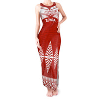 Tonga Rugby Tank Maxi Dress Proud Tongan Ngatu Kupesi World Cup 2023 No1 LT9 Women White - Polynesian Pride