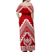 Custom Tonga Rugby Off Shoulder Maxi Dress Proud Tongan Ngatu Kupesi World Cup 2023 No1 LT9 - Polynesian Pride