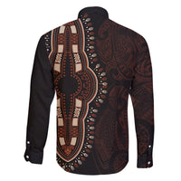 Africa Dashiki Family Matching Long Sleeve Bodycon Dress and Hawaiian Shirt African Tribal Art Mixed Polynesian Tattoo Red Color Unique LT9 - Polynesian Pride