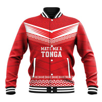 Custom Mate Ma'a Tonga Heritage Baseball Jacket Pacific Tribal Rugby Red Edition - Polynesian Pride