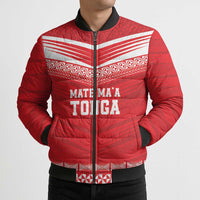 Custom Mate Ma'a Tonga Heritage Bomber Puffer Jacket Pacific Tribal Rugby Red Edition - Polynesian Pride