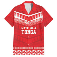 Custom Mate Ma'a Tonga Heritage Family Matching Off Shoulder Maxi Dress and Hawaiian Shirt Pacific Tribal Rugby Red Edition LT9 Dad's Shirt - Short Sleeve Red - Polynesian Pride