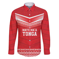 Custom Mate Ma'a Tonga Heritage Family Matching Short Sleeve Bodycon Dress and Hawaiian Shirt Pacific Tribal Rugby Red Edition LT9 Dad's Shirt - Long Sleeve Red - Polynesian Pride