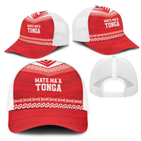 Mate Ma'a Tonga Heritage Mesh Trucker Cap Pacific Tribal Rugby Red Edition - Polynesian Pride