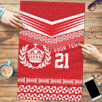 Custom Mate Ma'a Tonga Heritage Puzzle Pacific Tribal Rugby Red Edition - Polynesian Pride