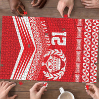 Custom Mate Ma'a Tonga Heritage Puzzle Pacific Tribal Rugby Red Edition - Polynesian Pride