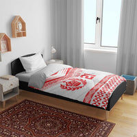 Custom Mate Ma'a Tonga Heritage Bedding Set Pacific Tribal Rugby White Edition - Polynesian Pride