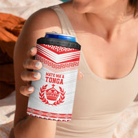 Custom Mate Ma'a Tonga Heritage 4 in 1 Can Cooler Tumbler Pacific Tribal Rugby White Edition - Polynesian Pride