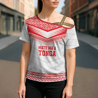 Custom Mate Ma'a Tonga Heritage Cross Shoulder Shirt Pacific Tribal Rugby White Edition - Polynesian Pride