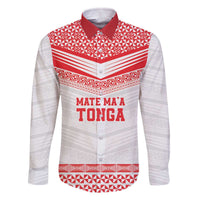 Custom Mate Ma'a Tonga Heritage Family Matching Off The Shoulder Long Sleeve Dress and Hawaiian Shirt Pacific Tribal Rugby White Edition LT9 Dad's Shirt - Long Sleeve White - Polynesian Pride
