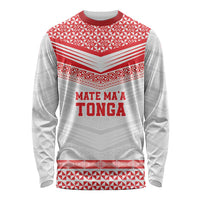 Custom Mate Ma'a Tonga Heritage Long Sleeve Shirt Pacific Tribal Rugby White Edition - Polynesian Pride