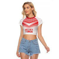 Custom Mate Ma'a Tonga Heritage Raglan Cropped T Shirt Pacific Tribal Rugby White Edition - Polynesian Pride