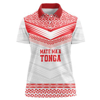 Custom Mate Ma'a Tonga Heritage Women Polo Shirt Pacific Tribal Rugby White Edition - Polynesian Pride