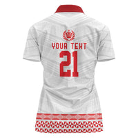 Custom Mate Ma'a Tonga Heritage Women Polo Shirt Pacific Tribal Rugby White Edition - Polynesian Pride