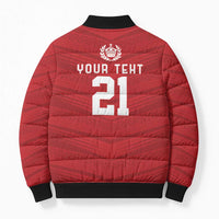 Custom Pacific Rugby Spirit Bomber Puffer Jacket Tonga Ngatu Pride Red Edition - Polynesian Pride