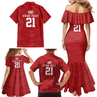 Custom Pacific Rugby Spirit Family Matching Mermaid Dress and Hawaiian Shirt Tonga Ngatu Pride Red Edition LT9 - Polynesian Pride