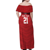 Custom Pacific Rugby Spirit Family Matching Off Shoulder Maxi Dress and Hawaiian Shirt Tonga Ngatu Pride Red Edition LT9 - Polynesian Pride