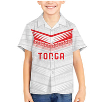 Custom Pacific Rugby Spirit Family Matching Mermaid Dress and Hawaiian Shirt Tonga Ngatu Pride White Edition LT9 Son's Shirt White - Polynesian Pride