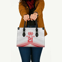 Custom Pacific Rugby Spirit Leather Bag Tonga Ngatu Pride White Edition - Polynesian Pride