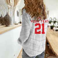 Custom Pacific Rugby Spirit Women Casual Shirt Tonga Ngatu Pride White Edition - Polynesian Pride