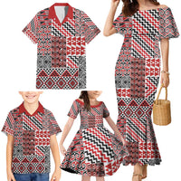 Aotearoa Kowhaiwhai Taniko Patchwork Motifs Family Matching Mermaid Dress and Hawaiian Shirt LT9 - Polynesian Pride