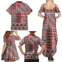 Aotearoa Kowhaiwhai Taniko Patchwork Motifs Family Matching Summer Maxi Dress and Hawaiian Shirt LT9 - Polynesian Pride