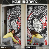 Aotearoa Maori Rugby Tribal Tattoo Door Cover Kowhaiwhai Taniko Patchwork Motifs LT9 - Polynesian Pride