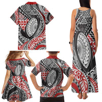 Aotearoa Maori Rugby Tribal Tattoo Family Matching Tank Maxi Dress and Hawaiian Shirt Kowhaiwhai Taniko Patchwork Motifs LT9 - Polynesian Pride