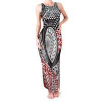 Aotearoa Maori Rugby Tribal Tattoo Family Matching Tank Maxi Dress and Hawaiian Shirt Kowhaiwhai Taniko Patchwork Motifs LT9 Mom's Dress Red - Polynesian Pride