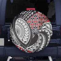 Aotearoa Maori Rugby Tribal Tattoo Spare Tire Cover Kowhaiwhai Taniko Patchwork Motifs LT9 No hole Red - Polynesian Pride