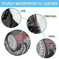 Aotearoa Maori Rugby Tribal Tattoo Spare Tire Cover Kowhaiwhai Taniko Patchwork Motifs LT9 - Polynesian Pride