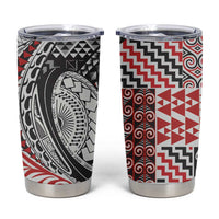 Aotearoa Maori Rugby Tribal Tattoo Tumbler Cup Kowhaiwhai Taniko Patchwork Motifs LT9 Red - Polynesian Pride