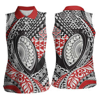 Aotearoa Maori Rugby Tribal Tattoo Women Sleeveless Polo Shirt Kowhaiwhai Taniko Patchwork Motifs LT9 - Polynesian Pride