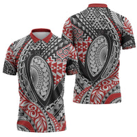Aotearoa Maori Rugby Tribal Tattoo Zipper Polo Shirt Kowhaiwhai Taniko Patchwork Motifs LT9 - Polynesian Pride