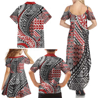Aotearoa Maori Tribal Tattoo Family Matching Summer Maxi Dress and Hawaiian Shirt Kowhaiwhai Taniko Patchwork Motifs LT9 - Polynesian Pride