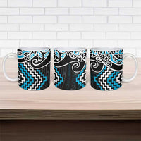 Blue Aotearoa Tukutuku Manawa Tapu Ceramic Mug Ta Moko Toi Maori - Polynesian Pride