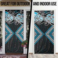 Blue Aotearoa Tukutuku Manawa Tapu Door Cover Ta Moko Toi Maori LT9 - Polynesian Pride