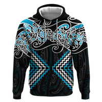 Blue Aotearoa Tukutuku Manawa Tapu Hoodie Ta Moko Toi Maori LT9 Pullover Hoodie Blue - Polynesian Pride