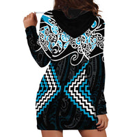 Blue Aotearoa Tukutuku Manawa Tapu Hoodie Dress Ta Moko Toi Maori LT9 - Polynesian Pride
