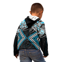 Blue Aotearoa Tukutuku Manawa Tapu Kid Hoodie Ta Moko Toi Maori LT9 - Polynesian Pride